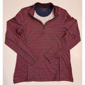 Peter Millar Women's Patterned 1/4 Zip Lightweight Golf Pullover UPF 50 Sz M Red